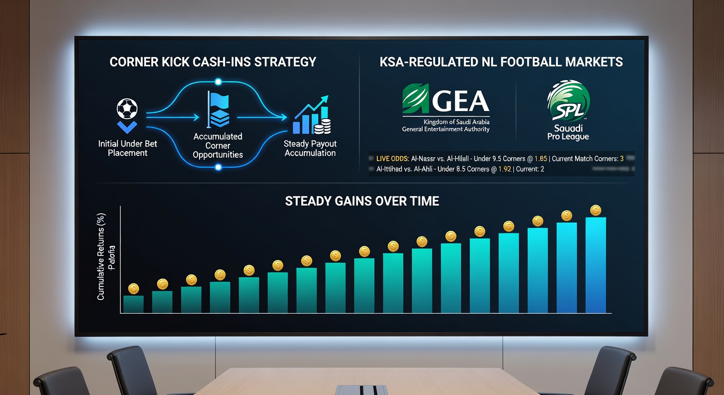 Grafiek met chained under bets op corners in Nederlandse voetbalmarkten, toon steady opwaartse curve op KSA-platform