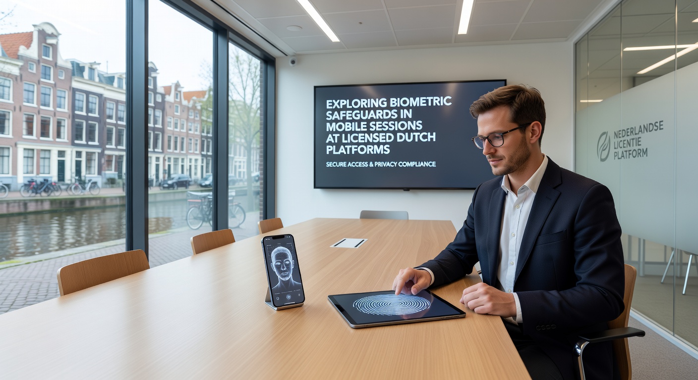 Gebruikersinterface van een mobiele app met biometrische authenticatieopties op een Nederlands casino platform