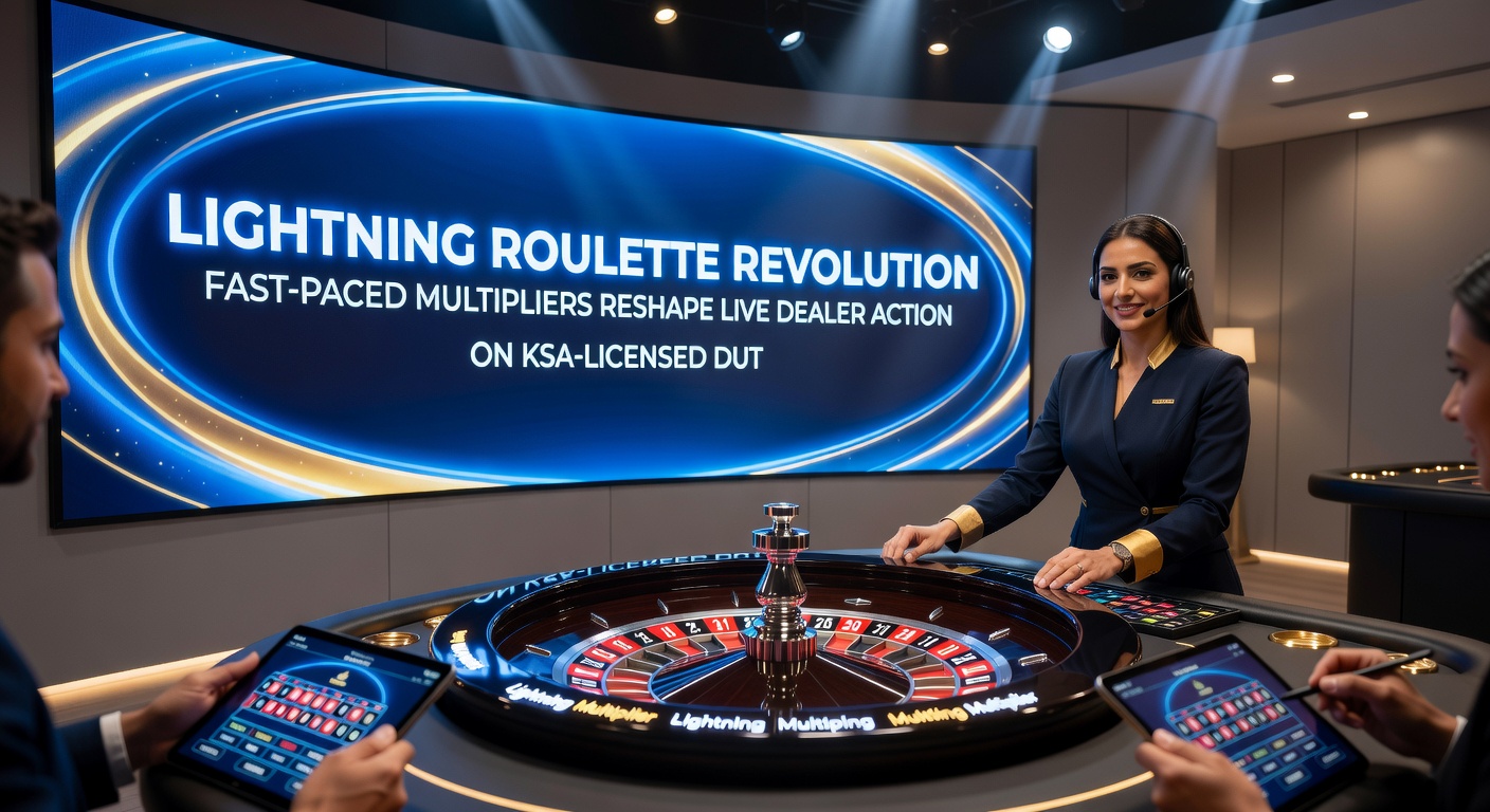Schermafbeelding van een Lightning Roulette ronde met actieve multipliers en een dealer die aankondigt